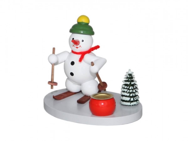 Kerzenhalter Schneemann mit Schneeschuhe, farbig, 8 cm von Volker Zenker