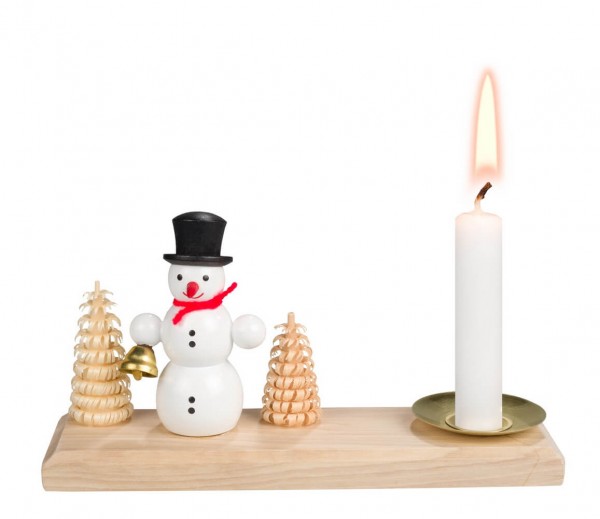 Candle holder snowman with bell, 14 cm by SEIFFEN.COM