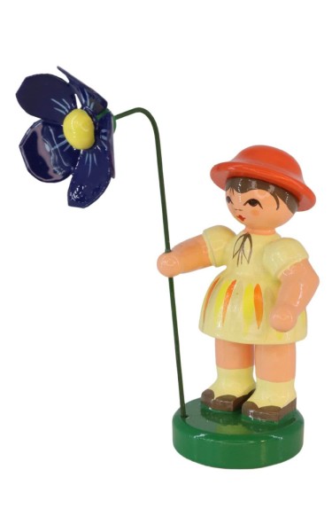 Flower girl Annie with blue flower, 8 cm by Figurenland Uhlig GmbH