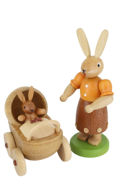Osterhase - Mutter mit Kinderwagen, 11 cm, farbig von Müller Kleinkunst_1