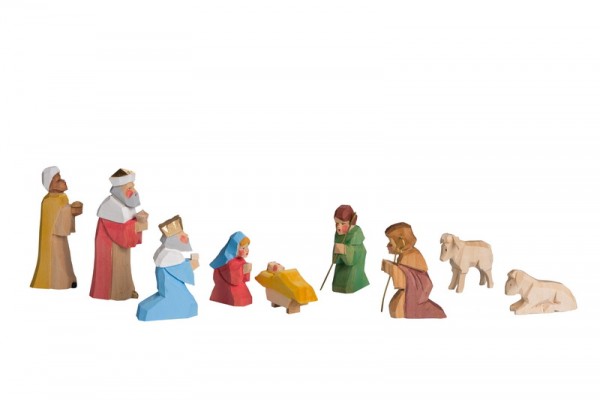 Holy Family, 9 - parts, carved, coloured of SEIFFEN.COM