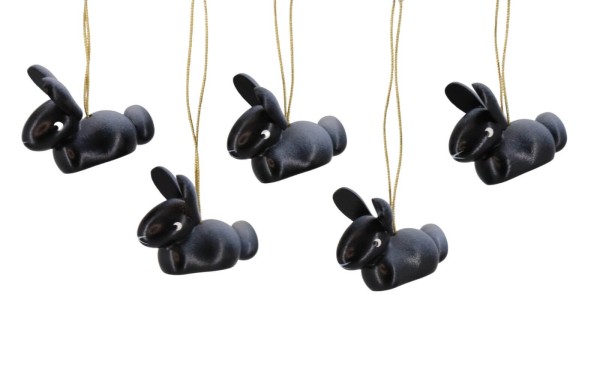 Hanging bunnies, 5 pieces, black by SEIFFEN.COM