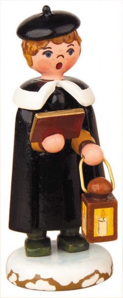 German Christmas Figurin Kurrende choir singerboy with latern, 7 cm, Hubrig Volkskunst GmbH Zschorlau/ Erzgebirge