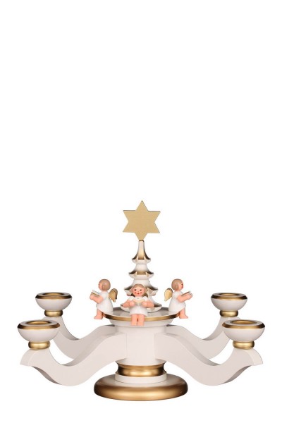 German Advent Candlestick, 20 cm, white, Christian Ulbricht GmbH & Co KG Seiffen/ Erzgebirge