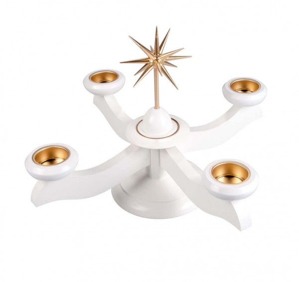 Advent candlestick with poinsettia, white for tea lights by Albin Preißler