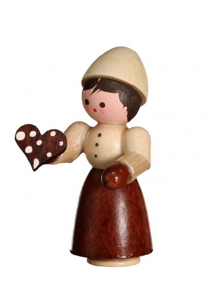 German Wooden Figurin Gretel, mini - nature, 4 cm, Romy Thiel Deutschneudorf/ Erzgebirge