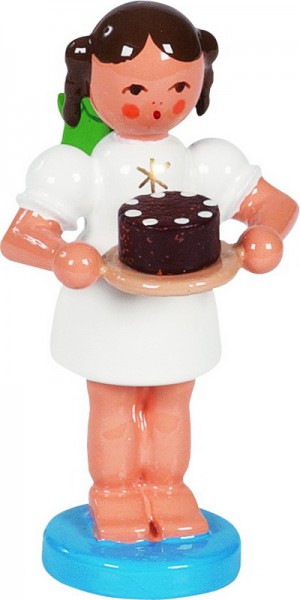 German Christmas Angel & bakerangel with cake, 6 cm, Richard Glässer GmbH Seiffen/ Erzgebirge