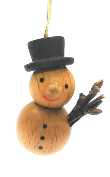 Christbaumschmuck Schneemann, natur, 4 cm von SEIFFEN.COM