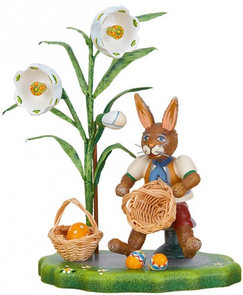 Easter Bunny with basket, 10 cm by Hubrig Volkskunst