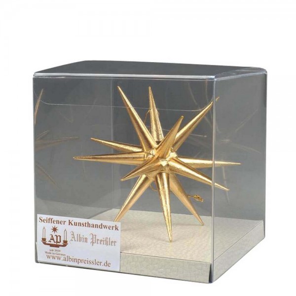 Christmas tree decorations made of wood, Christmas star gold, 10 cm by Albin Preißler