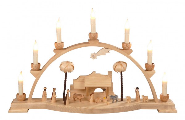 Candle arch Holy Family with flaming candles, 60 cm by Albin Preißler
