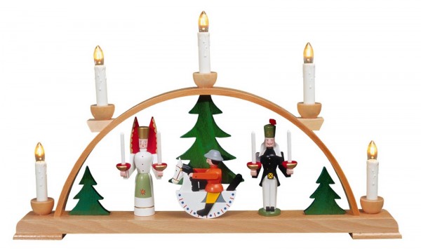 Candle arch Seiffen motif with white candles from Eckert