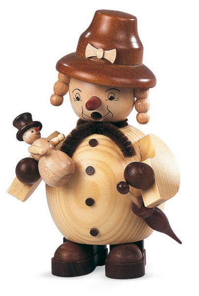 Räuchermann Schneefrau aus Holz von Müller Kleinkunst aus Seiffen