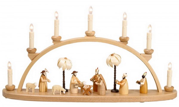 Candle arch with Nativity, natural, 60 cm by Theo Lorenz