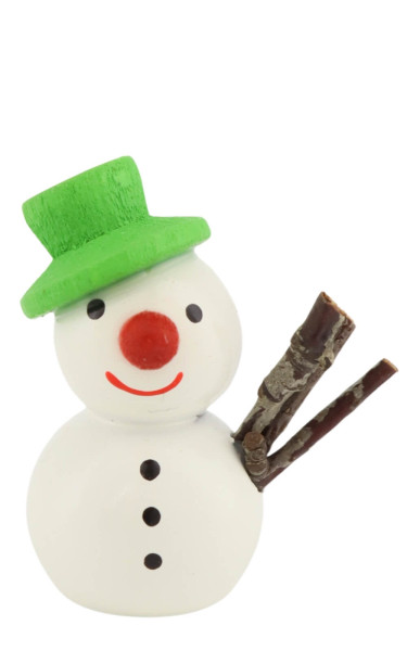Miniature snowman with a green hat, 3 cm / 1,2 inches, from SEIFFEN.COM_2