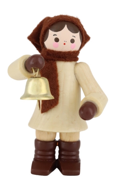 Girl with Bell, natural, 2.36 in (6 cm) by Romy Thiel