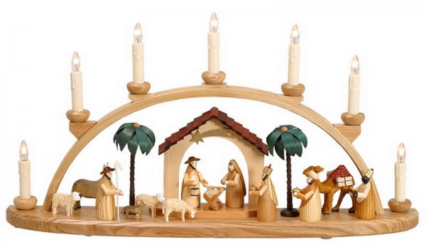 Candle Arch with crib an nativity scene, 60 cm by Theo Lorenz