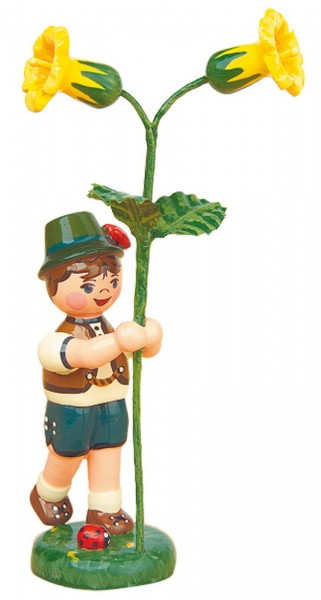 German Spring Figurin with primrose, 11 cm, Hubrig Volkskunst GmbH Zschorlau/ Erzgebirge