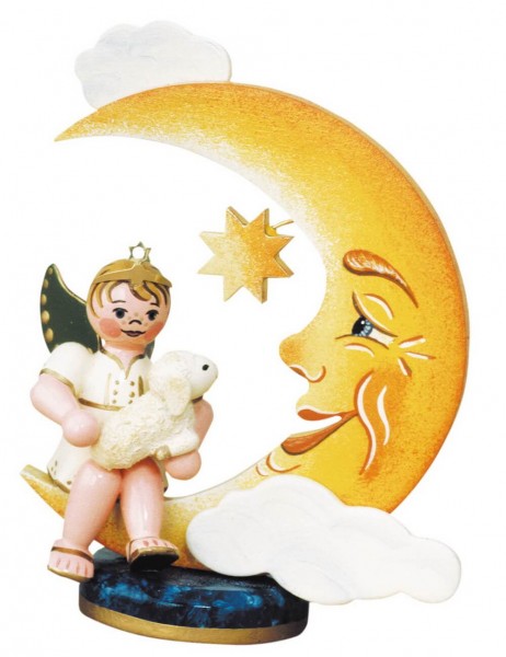 German Christmas Angel - moon, 10 cm, Hubrig Volkskunst GmbH Zschorlau/ Erzgebirge