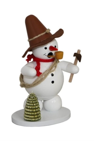 Smoking man snowman with ice pick, 12 cm by Volker Zenker