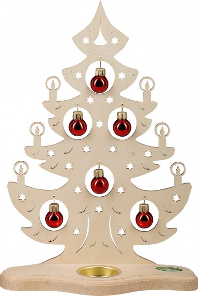 Tealight holder Christmas tree with red balls by Weigla