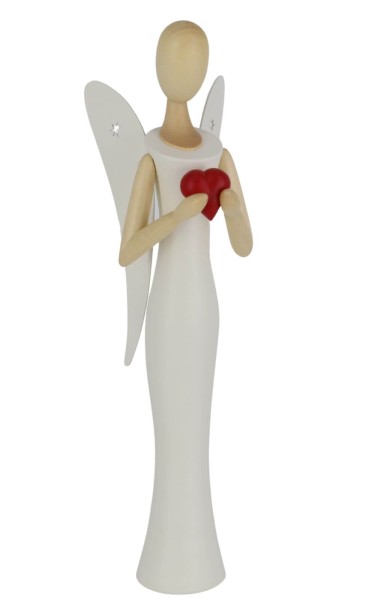 Angel - Sternkopf with heart, standing, 25 cm by Holzkunst Gahlenz