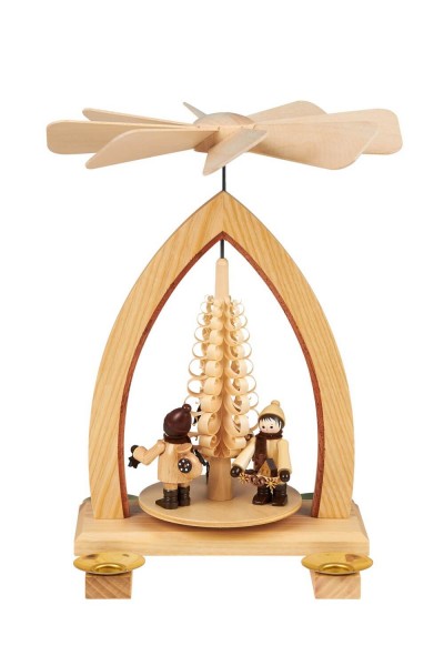 Christmas pyramid with Striezelkinder, natural, 26 cm by Heinz Lorenz