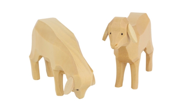 Miniature sheep, set of 2, hand-carved, 6 and 8 cm / 2,4 and 3,1 inches, natural finish by Müller Kleinkunst_3