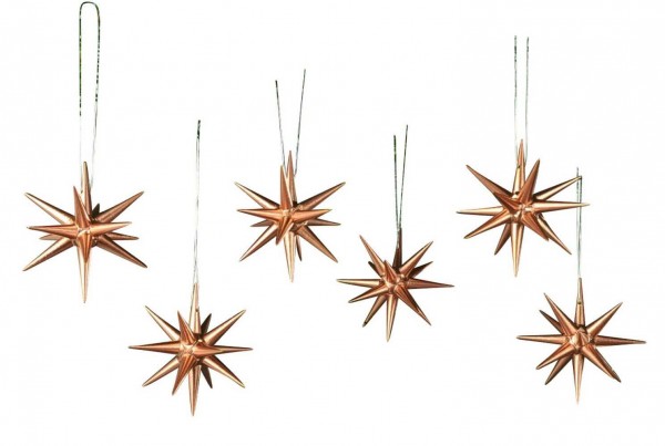 Wooden Christmas tree decorations, Christmas stars copper, 6 pieces by Albin Preißler_pic1