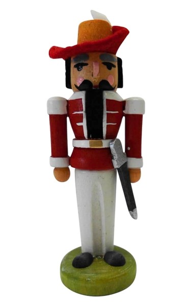 Miniature Nutcracker Musketeer, red, 8 cm by SEIFFEN.COM