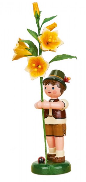 Junge mit Lilie aus Holz aus der Hubrig Serie Blumenkinder