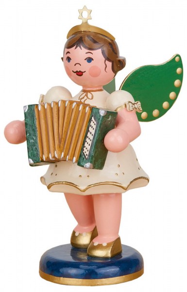 Christmas angel with accordion, 10 cm by Hubrig Volkskunst