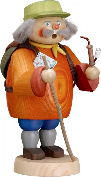 Smoking man hiker, 19 cm by Seiffener Volkskunst eG