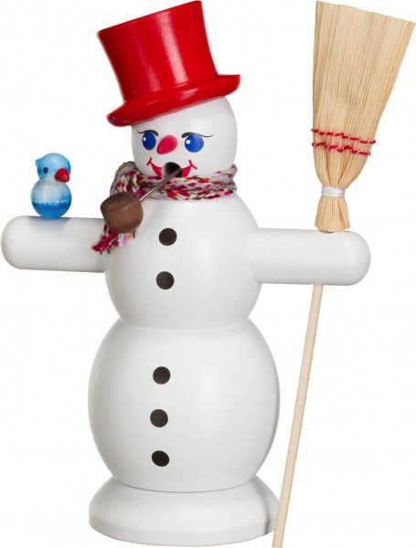 Smoking man snowman with red hat, 16 cm by Seiffener Volkskunst eG