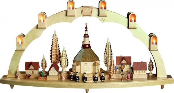 Schwibbogen Seiffener Kirche mit Dorf, 80 cm von Richard Glässer_Bild1