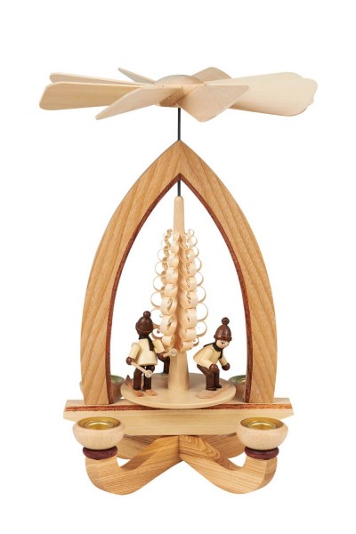 Weihnachtspyramide mit Wintersportler, 28 cm hergestellt von Heinz Lorenz Olbernhau/ Erzgebirge_ Bild1