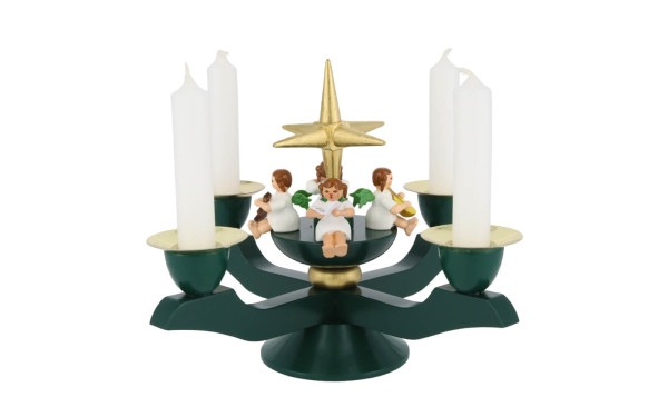 Advent candle holder with Christmas angel, green by Richard Glässer_1