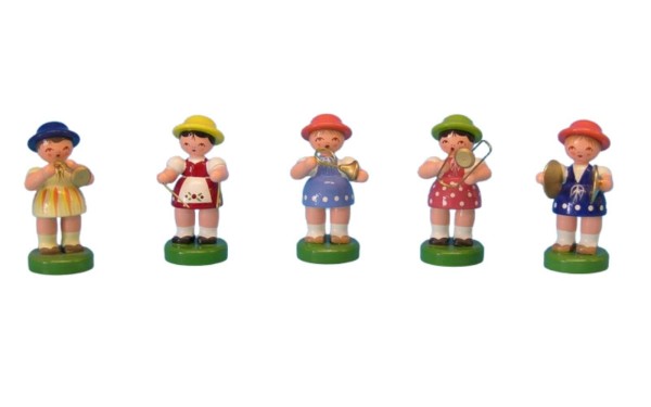 Miniature instrument girl, 5 pieces, hand-painted by Figurenland Uhlig GmbH