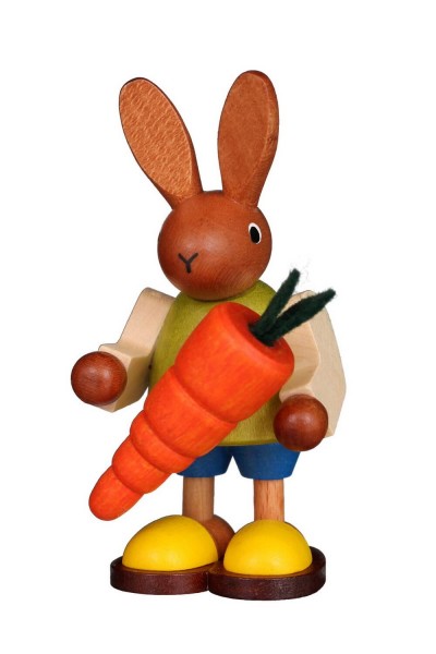 German Easter Figurin Easter Bunny with carrot, 8,5 cm, Christian Ulbricht GmbH & Co KG Seiffen/ Erzgebirge