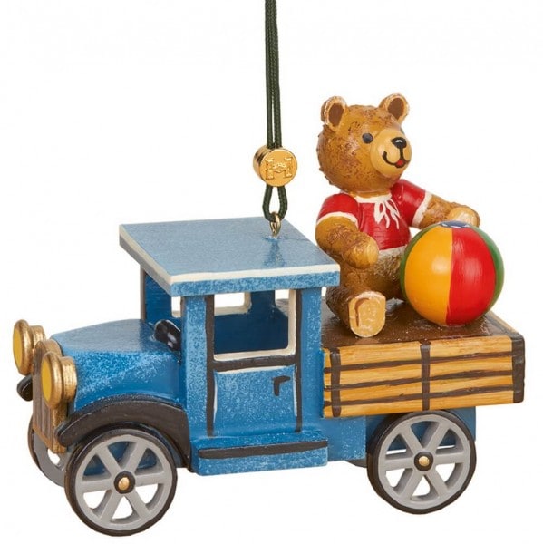 Christmas tree decoration truck with teddy bear by Hubrig Volkskunst