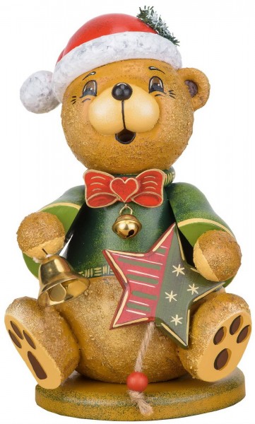 German Incense Smoker Teddy - Weihnachtsklaus, 20 cm, Hubrig Volkskunst GmbH Zschorlau/ Erzgebirge