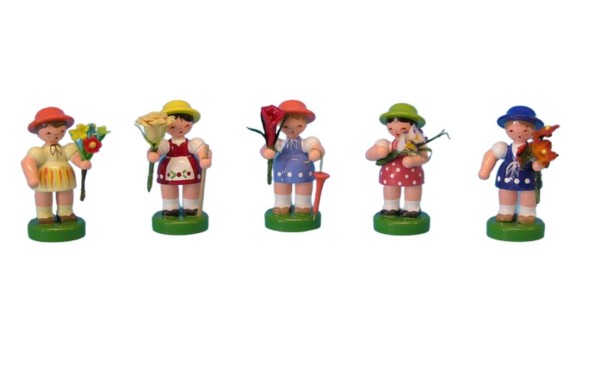 Miniature flower girls, 5 pieces, hand-painted by Figurenland Uhlig GmbH