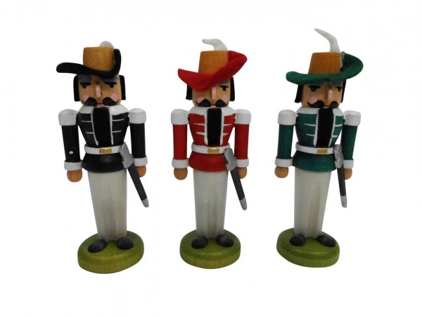 Miniature Nutcracker Musketeer Set - 3 pieces, 8 cm by SEIFFEN.COM
