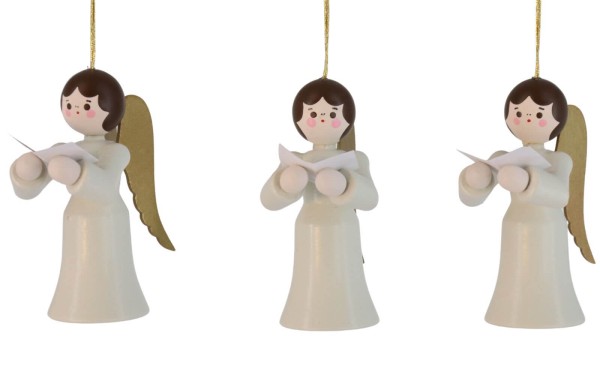 Christmas tree decoration angel with book, 3 pieces, white by Romy Thiel