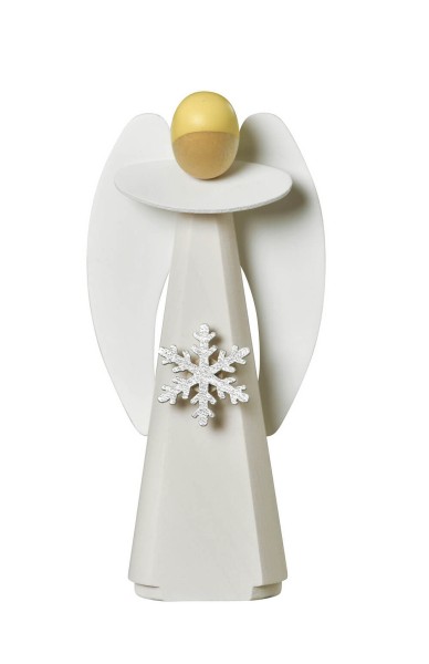 Christmas angel with snow crystal, white, 11 cm by KWO