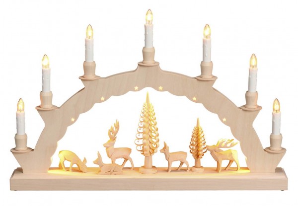 LED Candle arch with carved deer and 2-fold lighting by SEIFFEN.COM_1