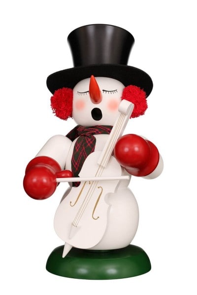 German Incense Smoker snowman with bass, 60 cm, Christian Ulbricht GmbH & Co KG Seiffen/ Erzgebirge