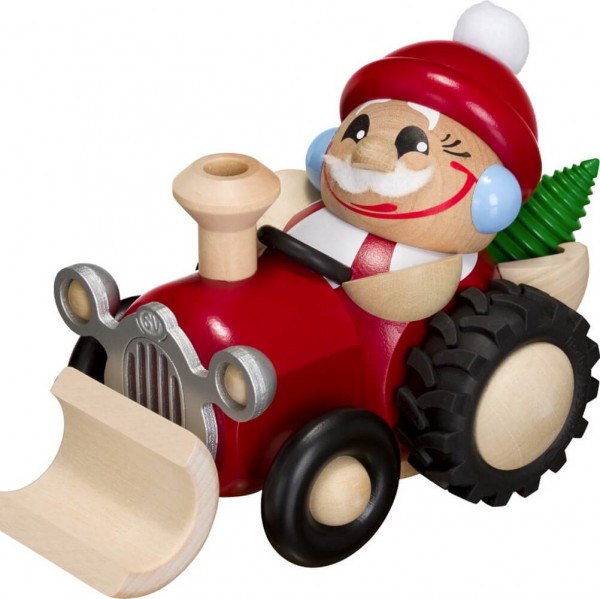 Lustige Räucherfigur mit Baum im Traktor