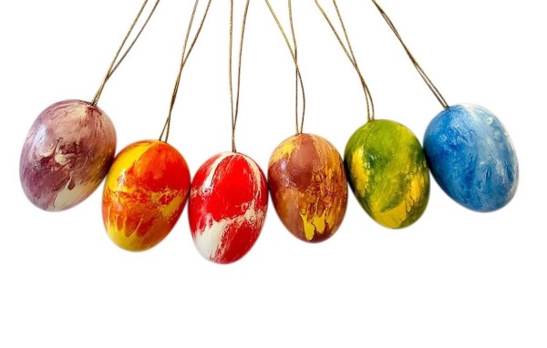 Easter eggs to hang, marbled 6 pieces by Gunter Flath