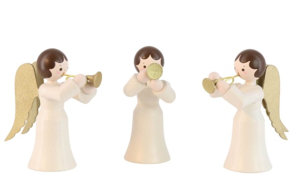 Christmas angel with trumpet, 3 pieces, white by Romy Thiel